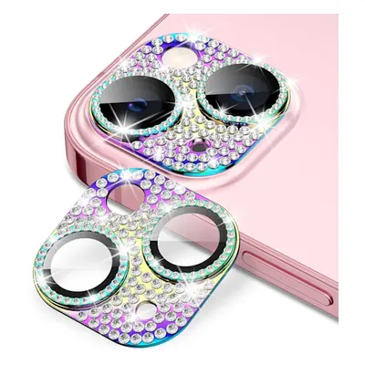 iPhone 13/13 Mini Kameraskydd Bling Härdat Glas Regnbåge