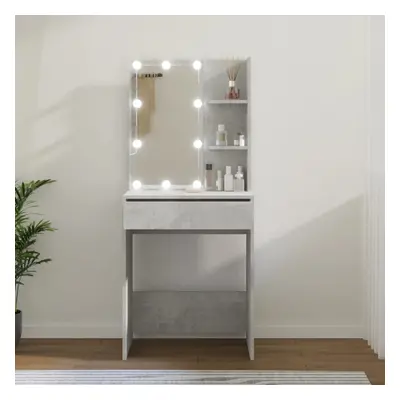 vidaXL Sminkbord med LED betonggrå 60x40x140 cm
