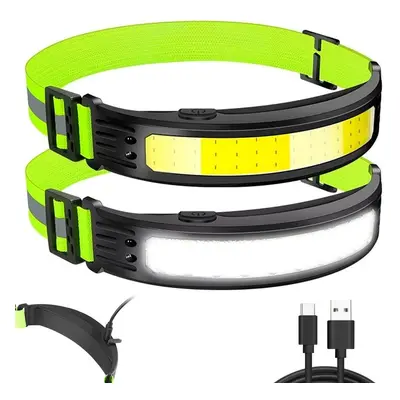 COB LED-huvudlampa / Pannlampa med Reflex - Uppladdningsbar