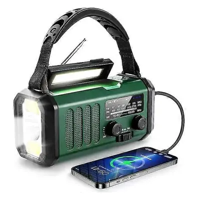 Nödradio med vev, 10000mAh batteri - NOAA/AM/FM väderradio, LED-ficklampa och läslampa, SOS-alar