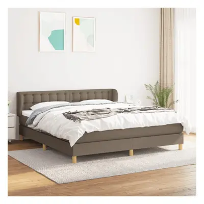 Ramsäng med madrass taupe 160x200 cm tyg