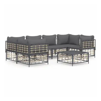 Loungegrupp 7 delar med dynor antracit konstrotting