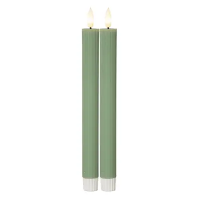 Antikljus Flamme Stripe Grön LED 25cm 2-pack