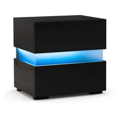 LED-sängbord med 2 lådor & fjärrkontroll & dynamiskt/statiskt upplyst nattduksbord