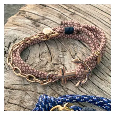 Marint armband - The anchor wrap rosa/brun (Storlek: M/L HERR (18,4-21,6 cm), Färg på stål: Rosé